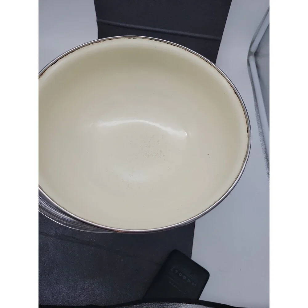 1960s Metal Enamel Mixing Bowl Set Brown Cream Retro Vtg 3 Piece Stripe Camping